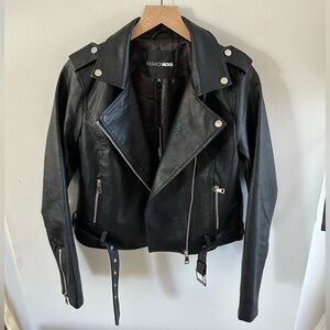 Fashion Nova Edgy Black Araxie Vegan Leather Jacket-M